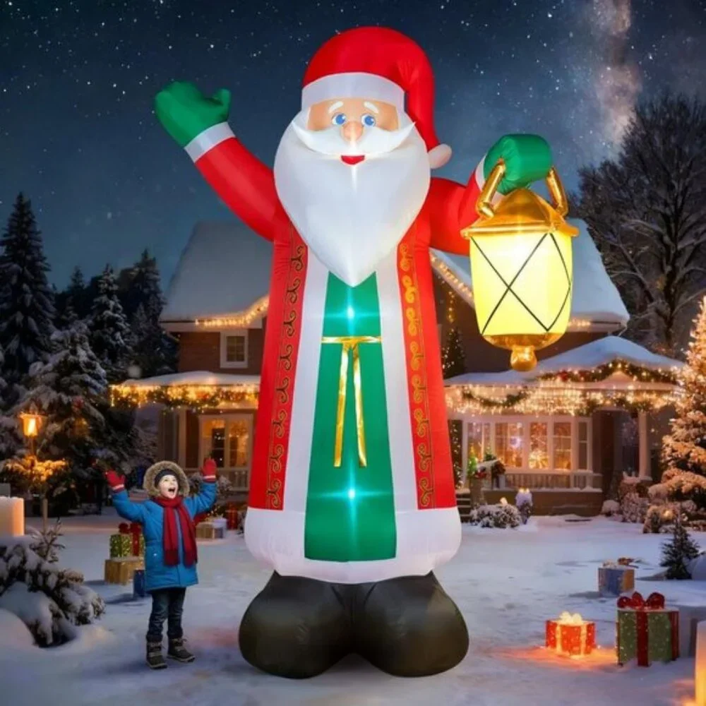 ⚡10 FT Christmas Inflatable Santa Claus Lantern Green Gloves Outdoor Decoration - Picture 1 of 6